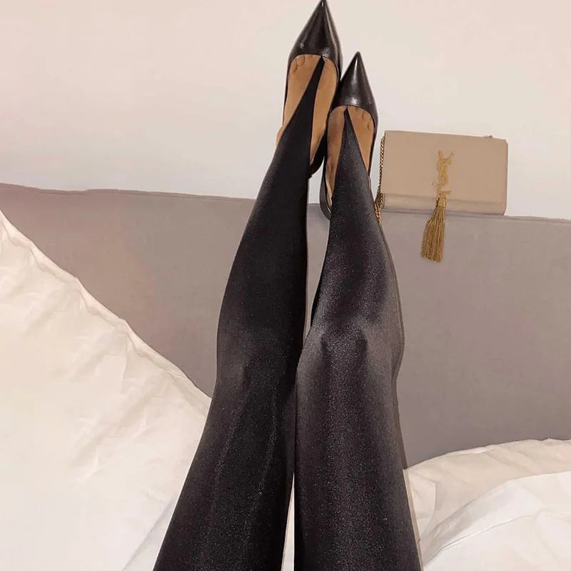 Korean Fashion Winter Black High Waisted Skinny Y2K Women Pants Sexy Glitter Casual Club 2022 Leggings Pants Long