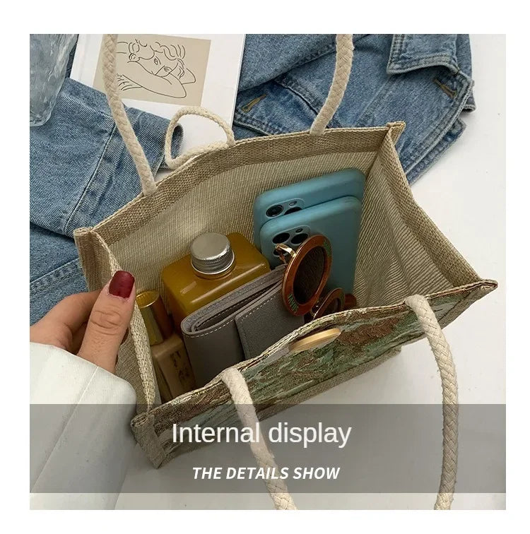 Portable Hand Bag Linen Bag Women Ins Style Students Handbags Fashion Ladies Top-handle Bags Designer Luxury Сумка Женская Bolsa