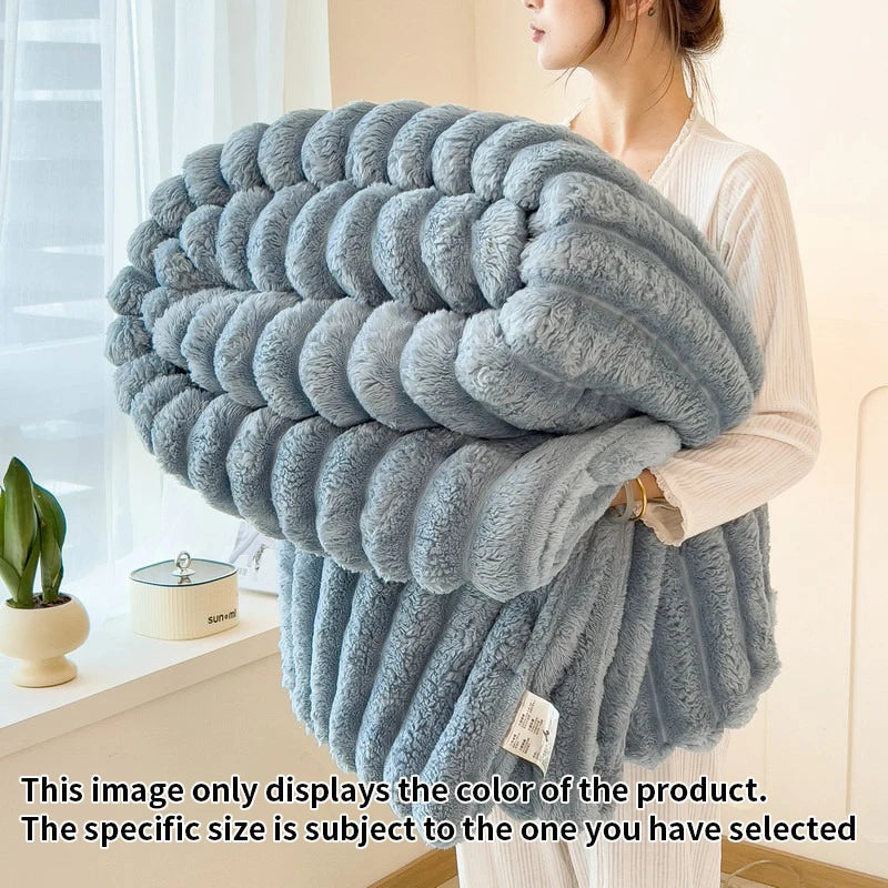 Light luxury Multifunctional Solid Color Rabbit Velvet Blanket Winter Thick Warm Flannel Used For Bedroom Living Room Blanket