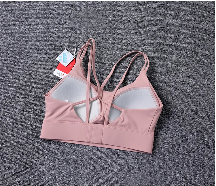 New Women's Sports Bra Padded Without Bones Cross Back Fitness Busty Underwear High Support Impact Running Gym Vest Yoga Bras
