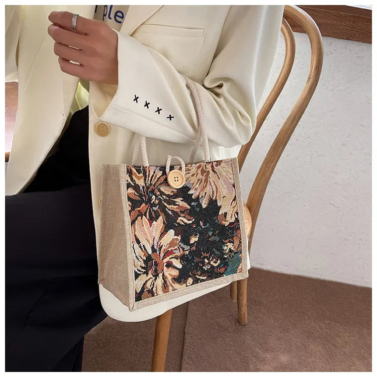 Portable Hand Bag Linen Bag Women Ins Style Students Handbags Fashion Ladies Top-handle Bags Designer Luxury Сумка Женская Bolsa