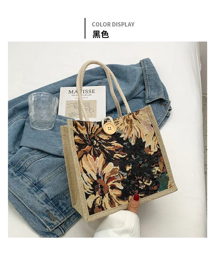 Portable Hand Bag Linen Bag Women Ins Style Students Handbags Fashion Ladies Top-handle Bags Designer Luxury Сумка Женская Bolsa