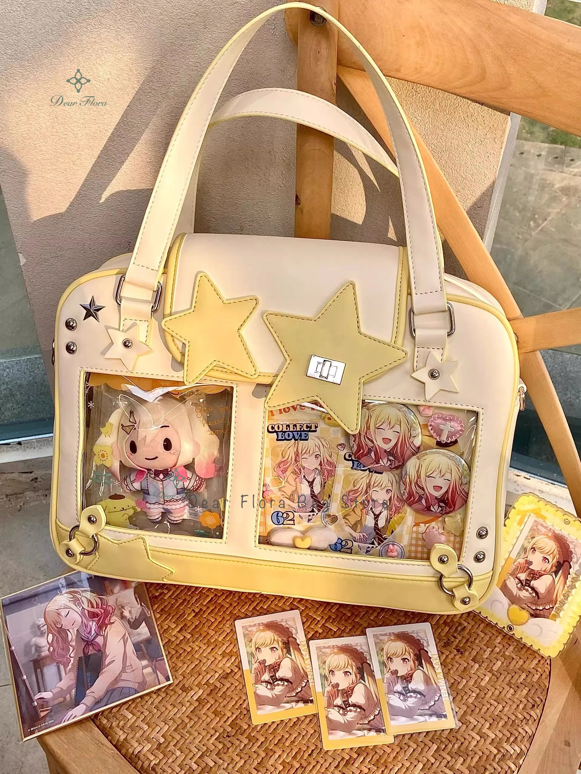 Y2K Trendy Star Ita Bag Lolita Girl Transparent Pocket Fashion Crossbody Bag Women's DIY Display Shoulder Bag Cute Purse Handbag