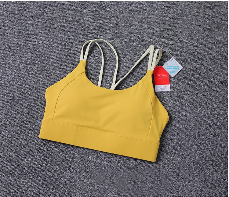 New Women's Sports Bra Padded Without Bones Cross Back Fitness Busty Underwear High Support Impact Running Gym Vest Yoga Bras
