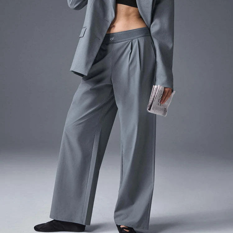 New Sports Yoga Wide Leg Pants Women Summer Elastic Waist Quick Drying Straight Pants Fitness Casual Solid Black Trousers Female