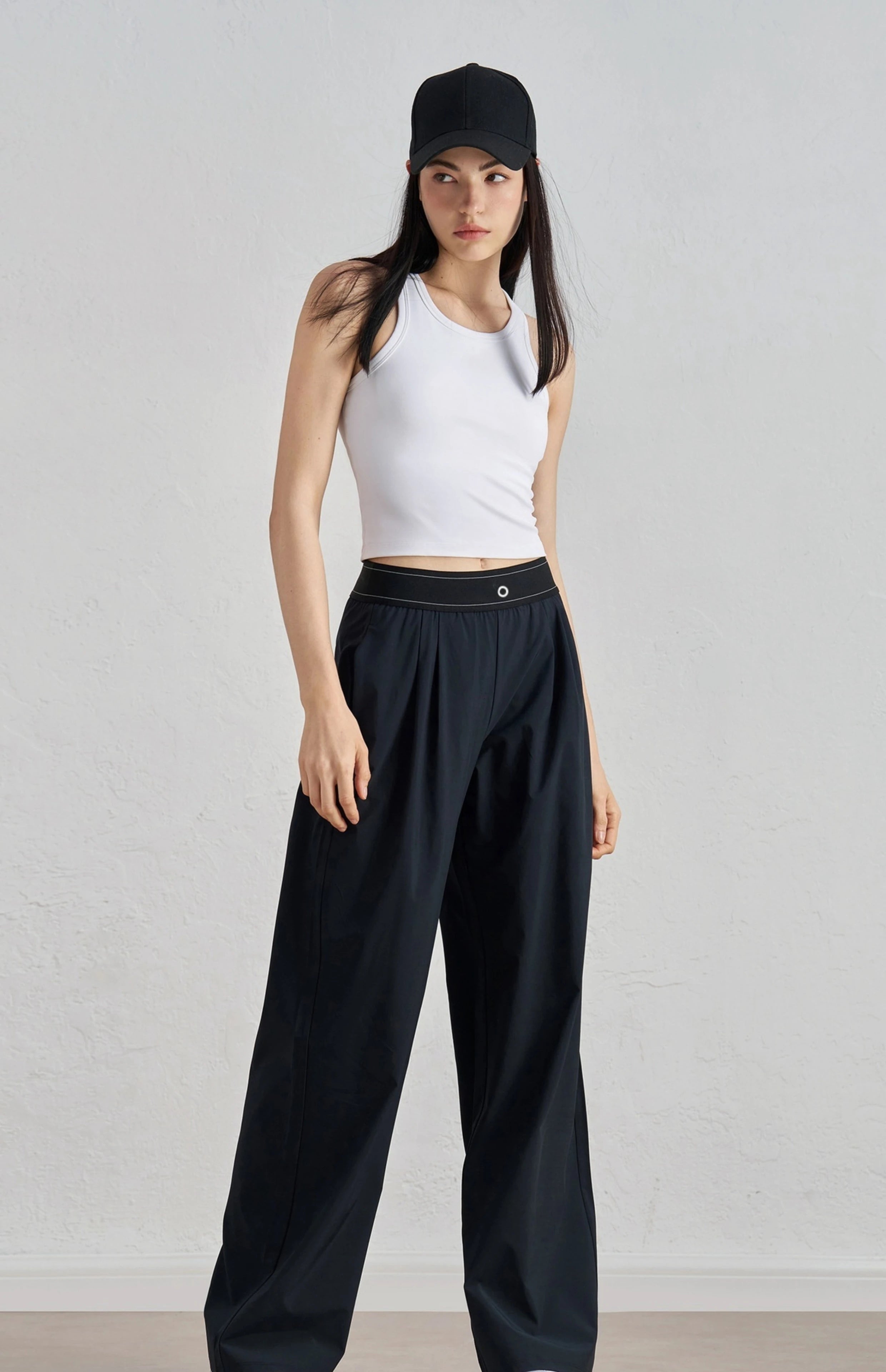 New Sports Yoga Wide Leg Pants Women Summer Elastic Waist Quick Drying Straight Pants Fitness Casual Solid Black Trousers Female