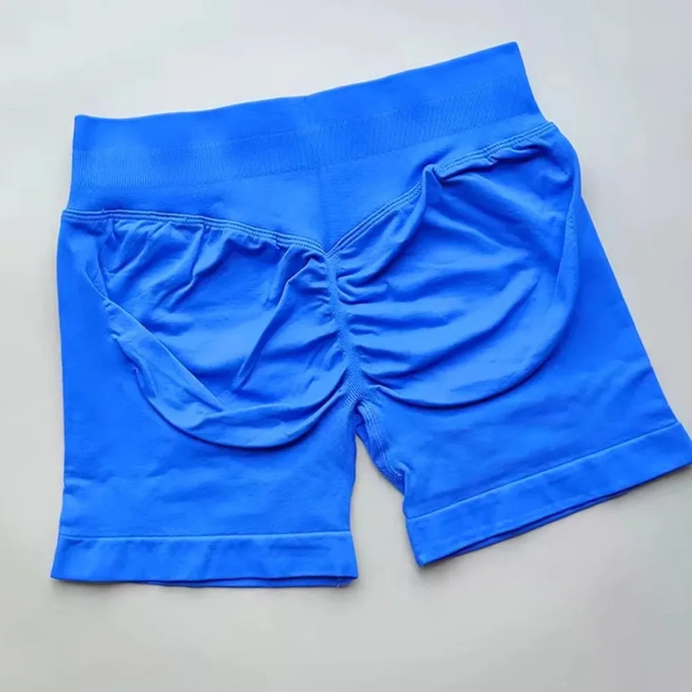 WOMEN SPORTS Impact Shorts Low Ribbed Waist Seamless Scrunch Bum Workout Gym Shorts Booty Hight Stretch Running Shorts