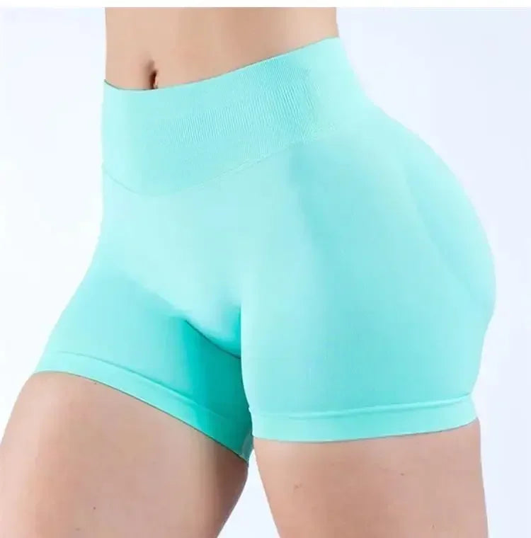 Summer High Waisted Yoga Shorts Women  Fashionable and Sexy Running Fitness Pants Solid Color High Elastic Yoga Leggings