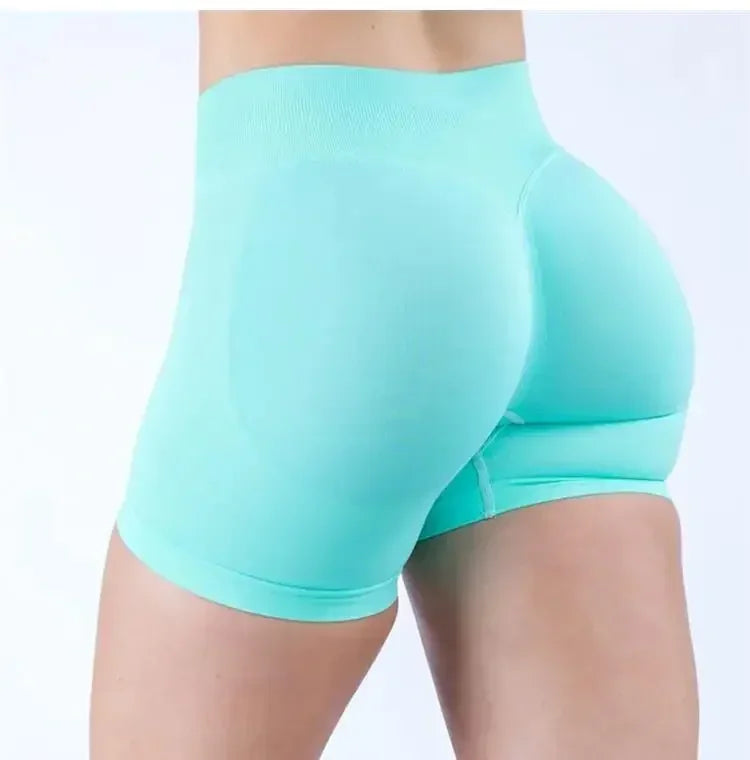 Summer High Waisted Yoga Shorts Women  Fashionable and Sexy Running Fitness Pants Solid Color High Elastic Yoga Leggings