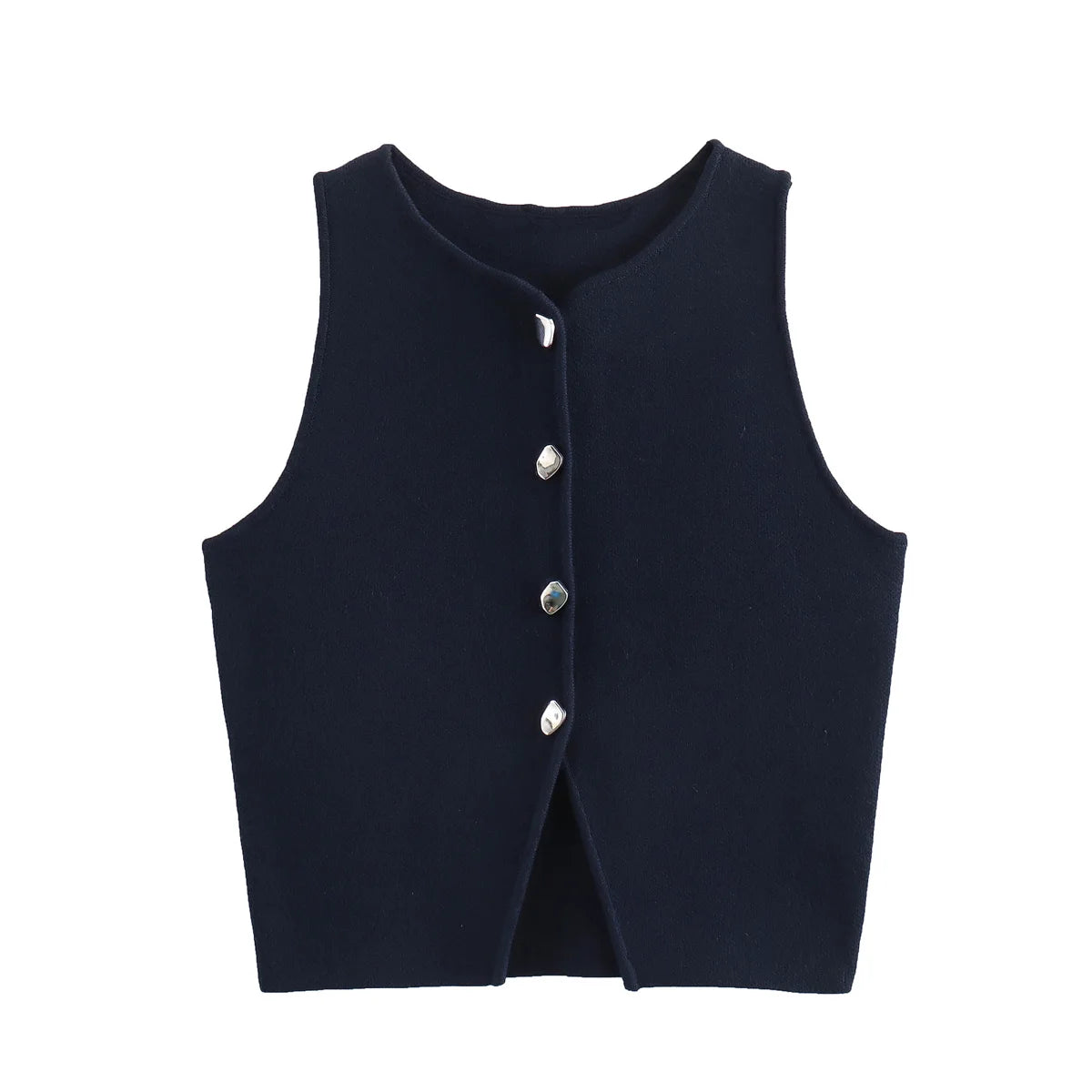 TRAF White Knit Crop Top Women Button Short Tops Woman 2024 Summer Tanks Camis Tops for Women Streetwear Vest Tank Top Female