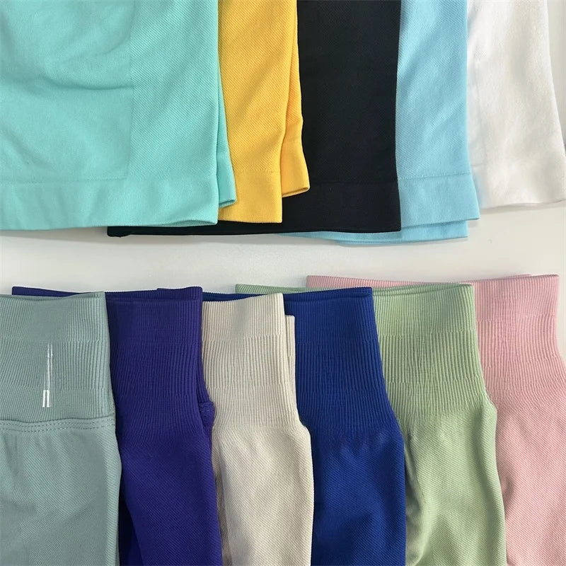 No Logo Shorts Low Ribbed Band Yoga Shorts Seamless Scrunch Bum Workout Gym Shorts Booty Stretch Running Shorts Fitness Clothes