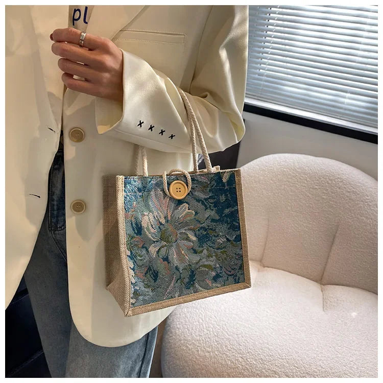 Portable Hand Bag Linen Bag Women Ins Style Students Handbags Fashion Ladies Top-handle Bags Designer Luxury Сумка Женская Bolsa