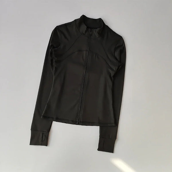Zippered Sports Jacket for Women Yoga Suits Slim Fit Training for Jogging Long-sleeved Quick-drying Cardigan Jacket Top