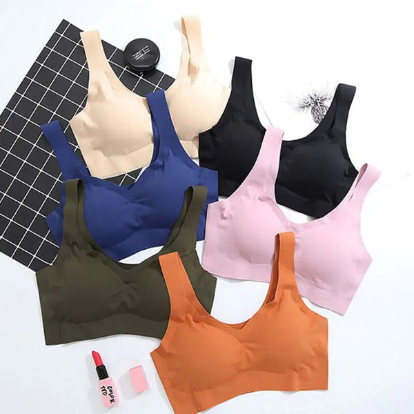 Summer Women's Sports Bra Gym Seamless Ice Silk Bra Removable Chest Pad Bralette No Steel Ring Breathable Yoga Run Underwear
