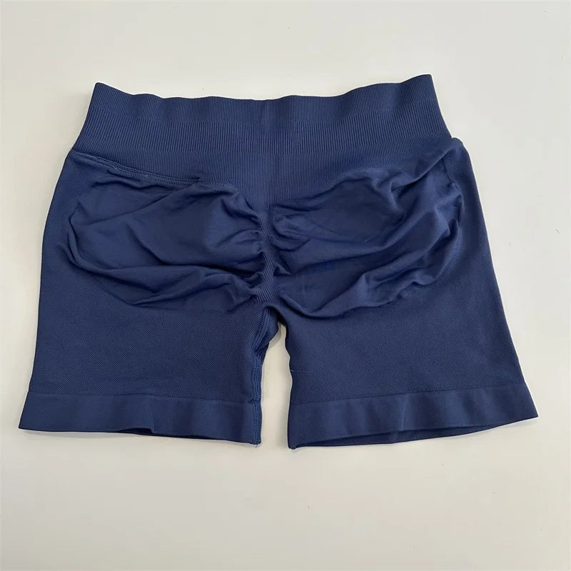 No Logo Shorts Low Ribbed Band Yoga Shorts Seamless Scrunch Bum Workout Gym Shorts Booty Stretch Running Shorts Fitness Clothes