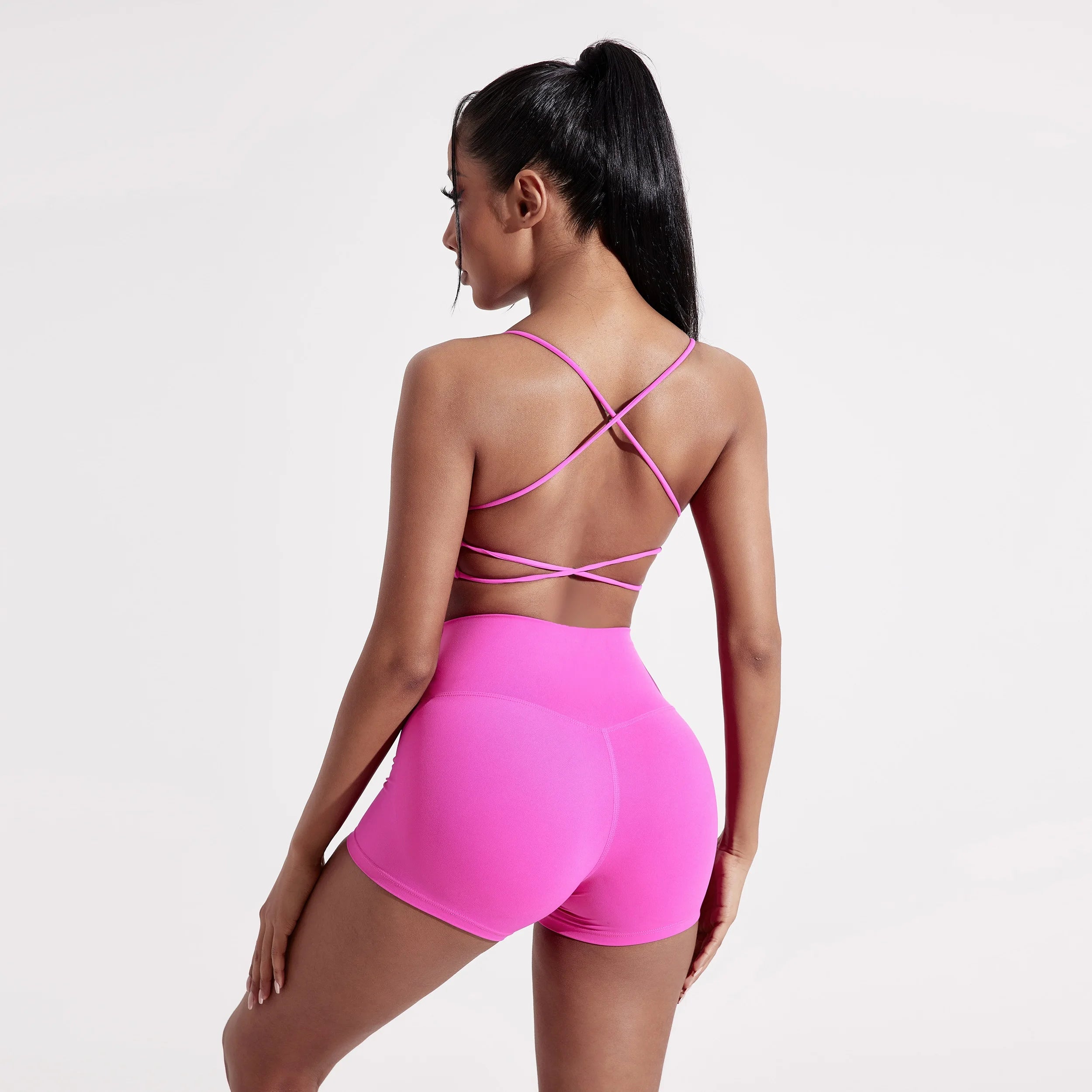 Solid Color Gym Yoga Underwear Women Cross Back Straps Fitness Bra High Strength Tight Sport Top Comprehensive  With Chest Pad