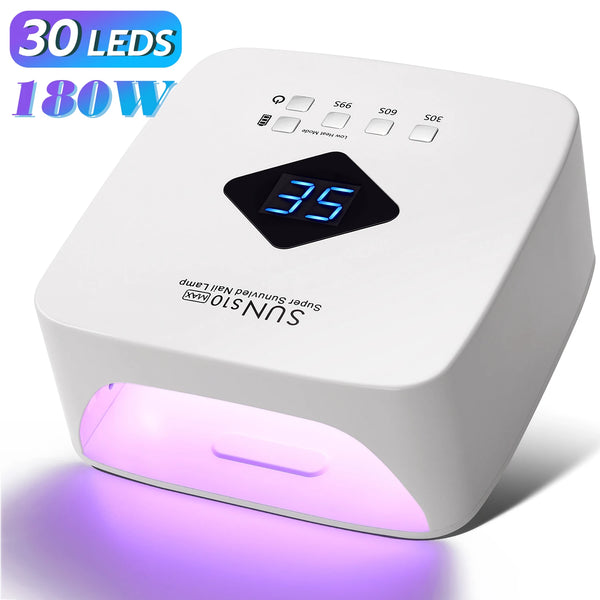 120W UV LED Nail Lamp Professional 30 LEDs Nail Dryer with 3 Timer Settings Rechargeable Manicure Lamp for Curing All Nails Gel