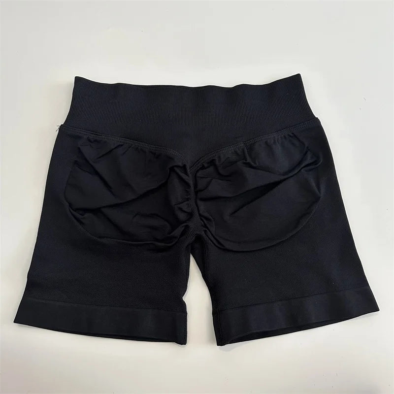 No Logo Shorts Low Ribbed Band Yoga Shorts Seamless Scrunch Bum Workout Gym Shorts Booty Stretch Running Shorts Fitness Clothes