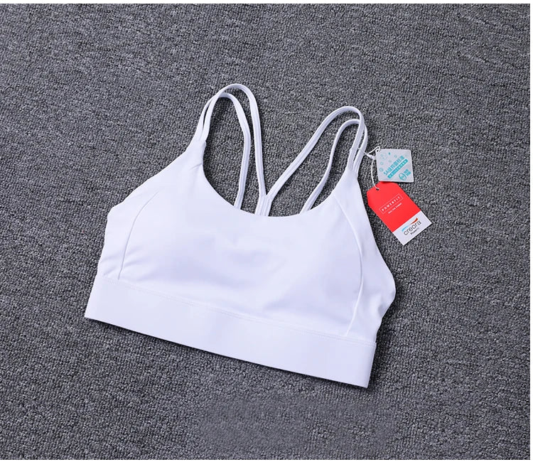 New Women's Sports Bra Padded Without Bones Cross Back Fitness Busty Underwear High Support Impact Running Gym Vest Yoga Bras