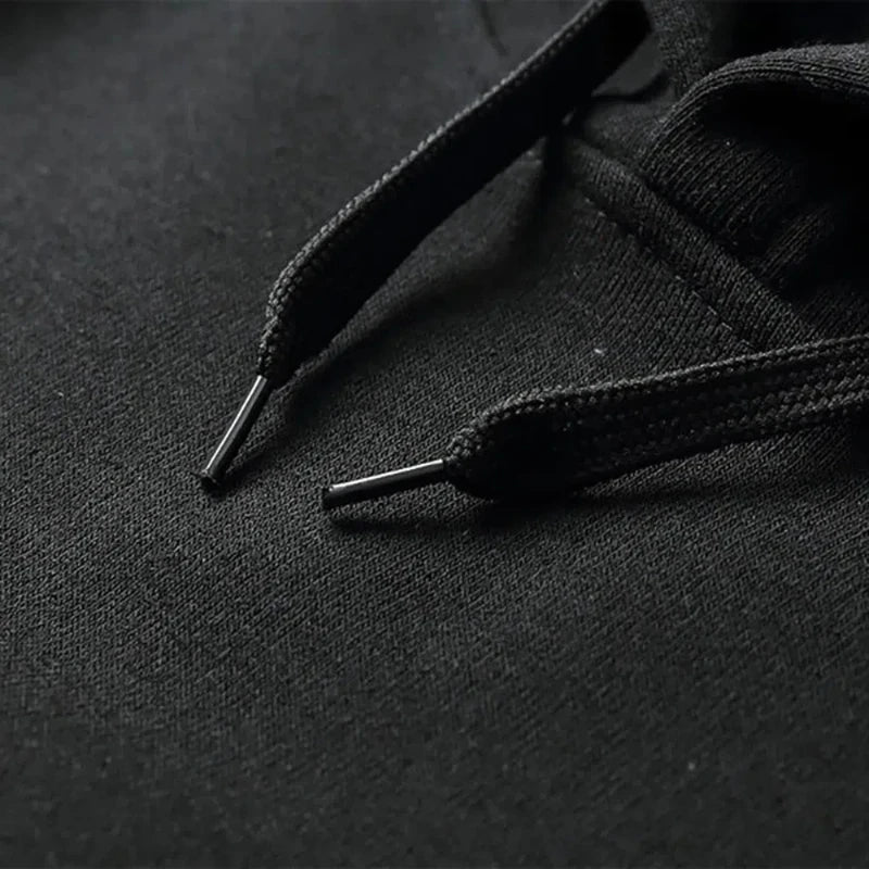 New Men's Anime Pattern Printed Hoodie Drawstring Long Sleeved Solid Color Hoodie Fashion Casual Pocket Hooded Sweatshirt
