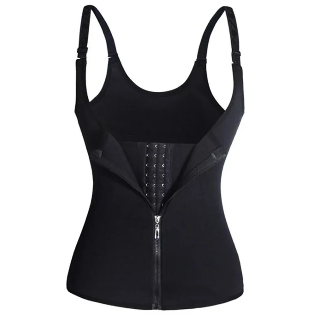 Waist Trainer Tank Top For Women Zipper Body Shaper Tummy Control Sleeveless Top, Women's Activewear Body Shaping Underwear
