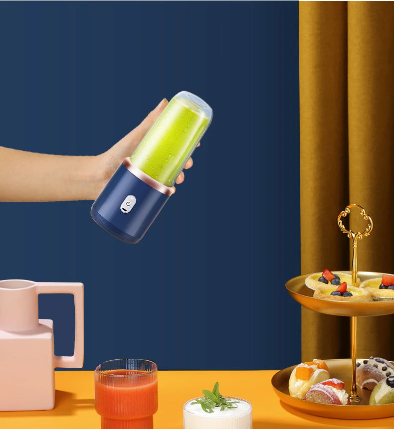 Portable Juicer Cup Smoothie Blender 6 Blade Blender Bottle  Household Fruit Juicer Cup USB Rechargeable Juicer Kitchen Tool