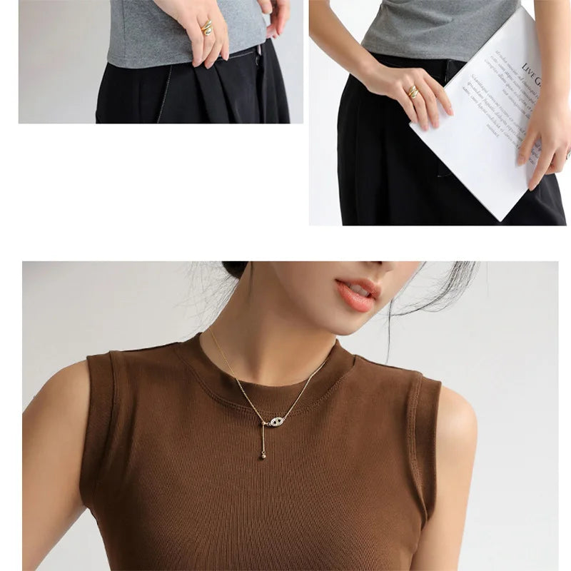Camisole Vest for Women  Round Neck Colourful Basic Sleeveless Undershirt Tops Tees with Coverage for Side Cleavage