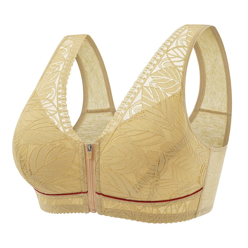 S-6XL Sports yoga bra cotton cups front zipper underwear breathable women no steel ring tank top lace large size bra