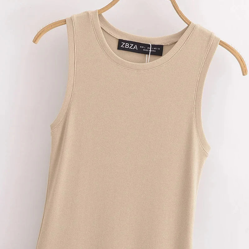 TRAF Khaki Elegant Long Dresses 2025 Women's Spring Sleeveless Black Dresses Fashion Casual Party Y2k Dress Vestidos For Female