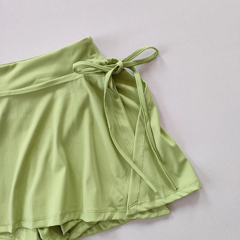 Sports Yoga Skirt Badminton Tennis Skirt Pants Half-body Quick Drying Pocket Skirt Side Split Strap Skirt Pants For Outwear