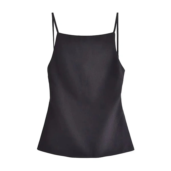 TRAF Black Backless Top Female Sleeveless White Crop Top Women Summer Sexy Tops Woman Party Women's Evening Top With Straps