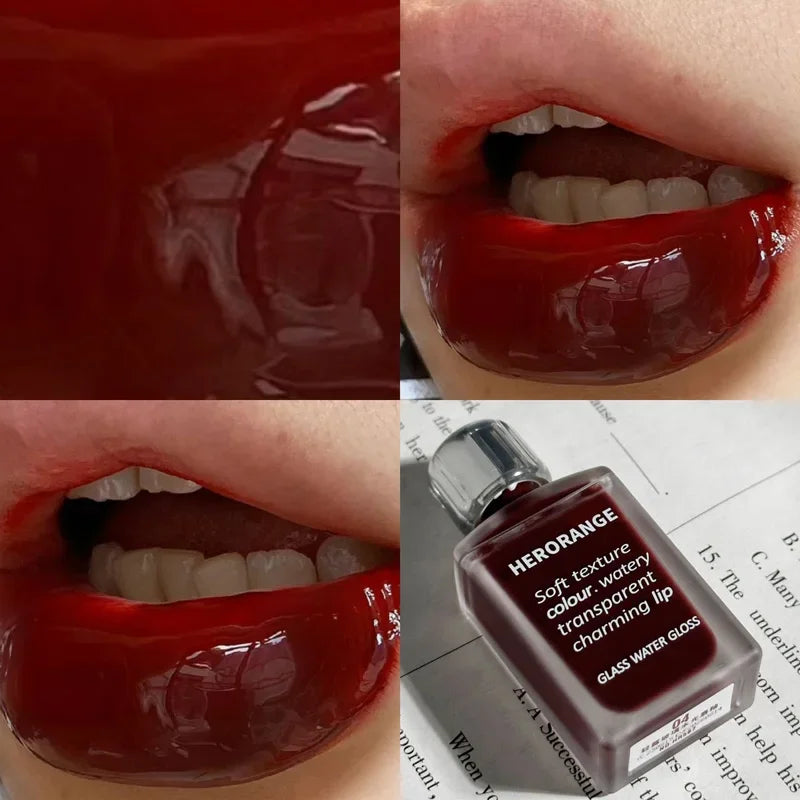 Punk Juice Red Lip Gloss Black Mirror Water Light Lip Glaze Jelly Glass Lip Oil Waterproof Lipstick Nude Clear Tint Makeup