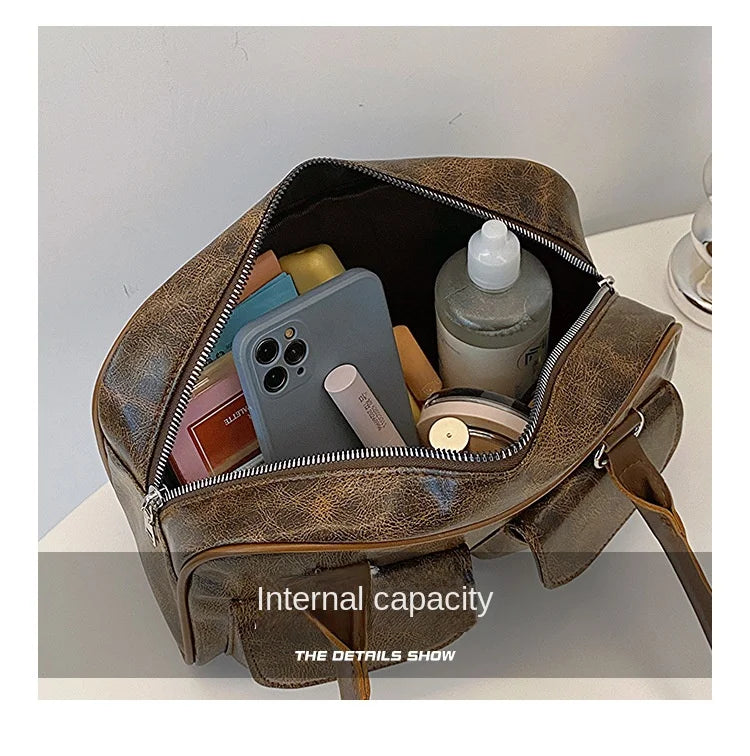 Retro Small Double Pockets Shoulder Bags for Women 2025 New Fashion Trend Designer Underarm Bag Female Handbags and Purses