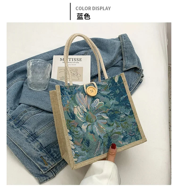 Portable Hand Bag Linen Bag Women Ins Style Students Handbags Fashion Ladies Top-handle Bags Designer Luxury Сумка Женская Bolsa