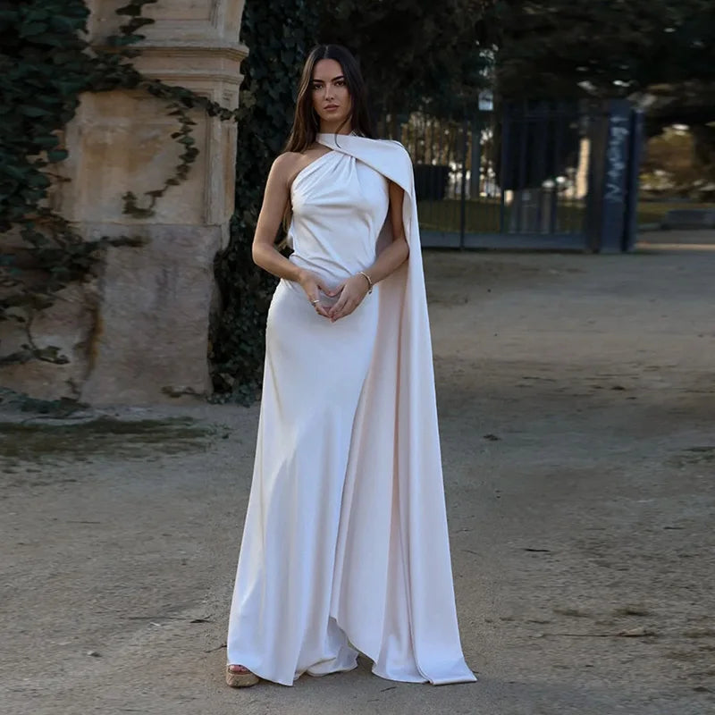 Elegant Solid Ribbon Women Halter Dress Off Shoulder Sleeveless Backless Slim Female Maxi Dresses 2025 Summer New Chic Lady Robe