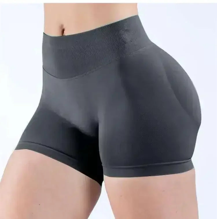 Summer High Waisted Yoga Shorts Women  Fashionable and Sexy Running Fitness Pants Solid Color High Elastic Yoga Leggings