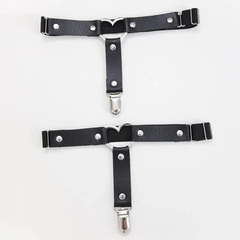 Punk Metal Tassel Pendant Pink PU Leather Choker Collar Sexy Spiked Neck Strap Clavicle Men Necklaces for Women Gothic Jewelry