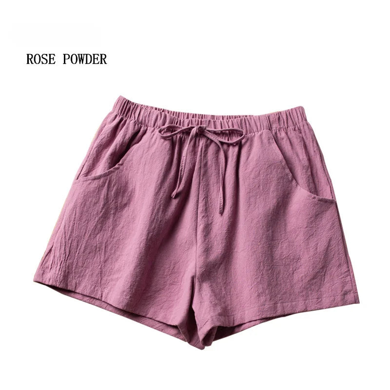 Casual Linen Shorts Women Gym Workout Shorts Cotton Short Pants High Waisted Black Ladies Short Femme Women Shorts Sport Femme