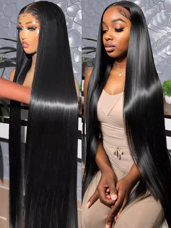 40 46 Inch 13x4 13x6 HD Transparent Bone Straight Lace Front Wigs 220 Density Brazilian Human Hair Wigs For Women
