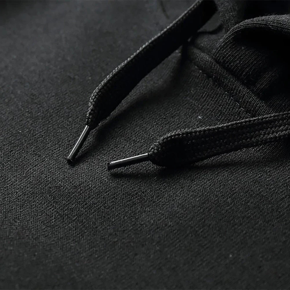 New Men's Anime Pattern Printed Hoodie Drawstring Long Sleeved Solid Color Hoodie Fashion Casual Pocket Hooded Sweatshirt