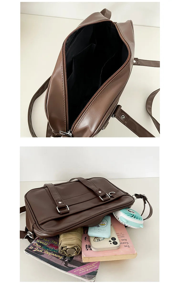 Japanese Style JK Bag Women High School Student Uniform Bag PU Leather Shoulder Bag Women Simple Handbags Crossbody Bags Itabag