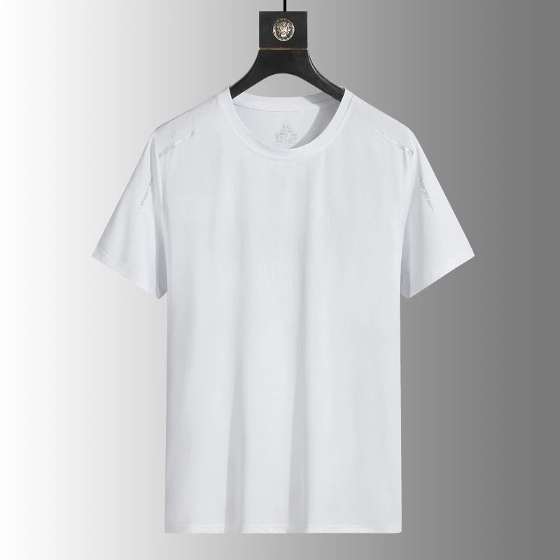 Running T-shirt Reflective Short Sleeve Ice Silk Quick Drying Summer Thin Breathable Fitness Tees Shirt Sportswear Sportsshirt