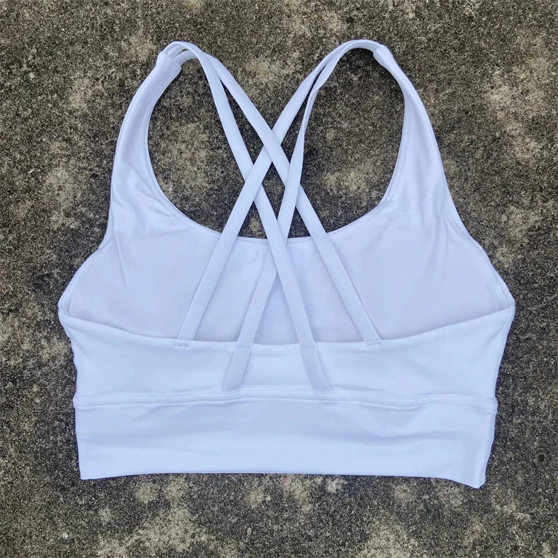Solid Color Fitness sport Bra Women Cross soft high strength Tight Top Comprehensive Training Gym Yoga Underwear With Chest Pad