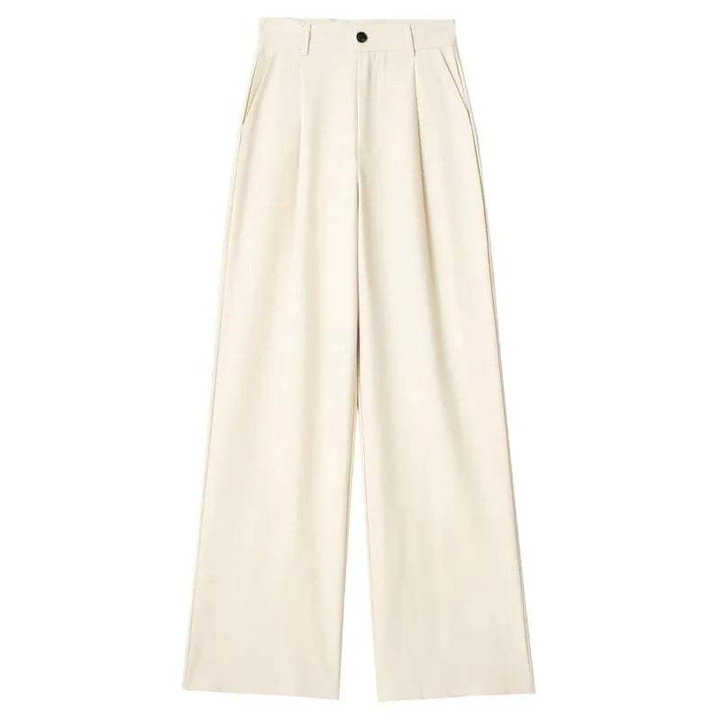 TRAF Women's Formal Pants Office Wear Women Striped Grey Black Pants Woman High Waist Baggy Suit Pants Casual Wide Leg Trousers