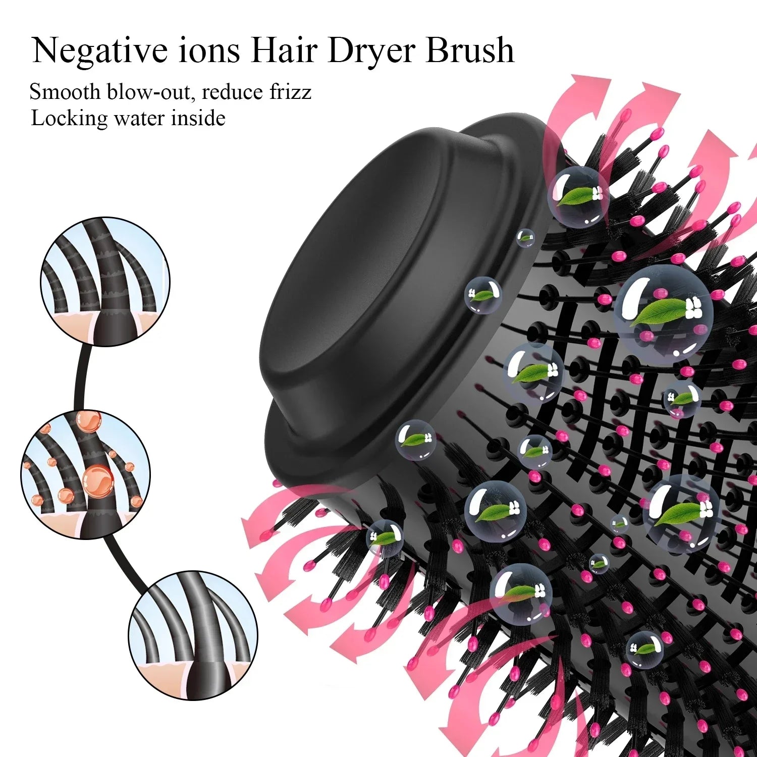 2025 New 3-in-1 Hot Air Comb Fluffy Comb Without Damaging Hair Dry And Wet Roll Straight Dual-Use Negative Ion Styling Comb