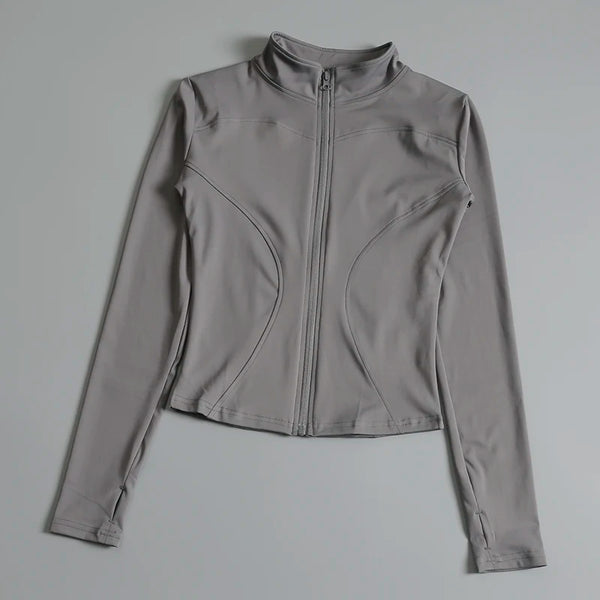 Gym Fitness Zip up Training   Running Workout Yoga Cropped Track Sport Jackets for Women