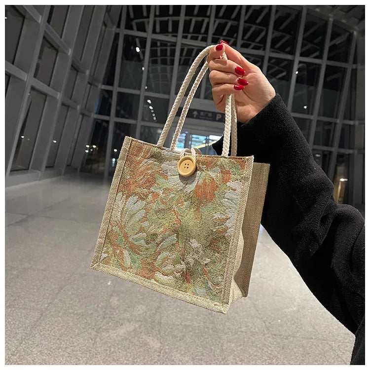 Portable Hand Bag Linen Bag Women Ins Style Students Handbags Fashion Ladies Top-handle Bags Designer Luxury Сумка Женская Bolsa