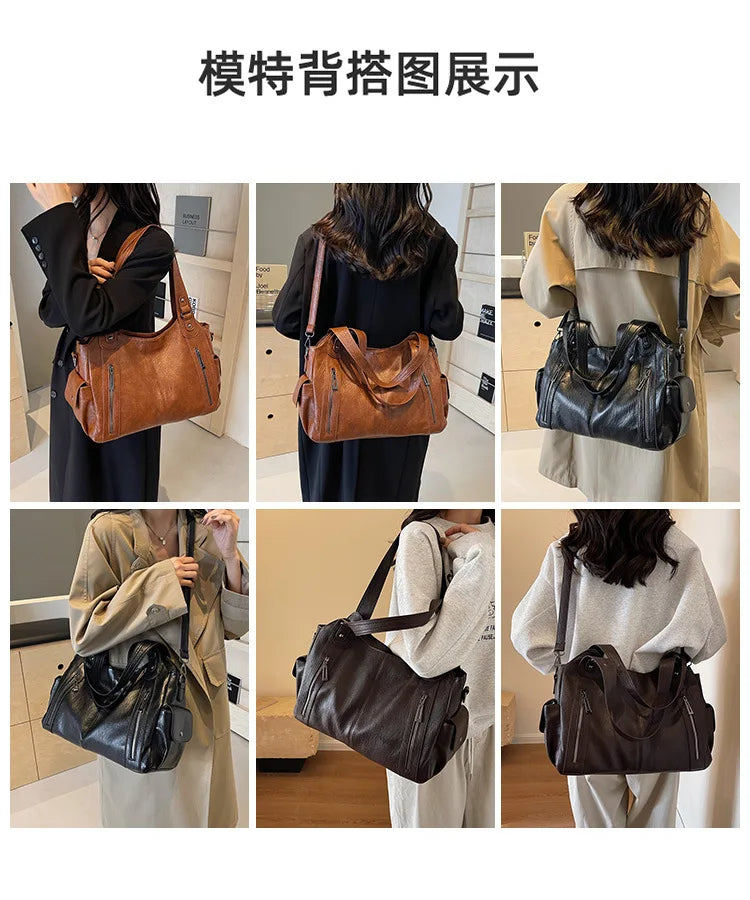 Soft Interior Compartment Shoulder Bags 2025 High Quality Contrasting Colors Bags for Women Fashion Zipper Pu Women's Handbags