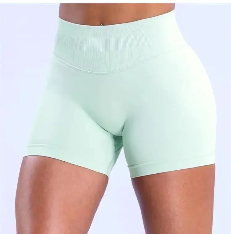 Summer High Waisted Yoga Shorts Women  Fashionable and Sexy Running Fitness Pants Solid Color High Elastic Yoga Leggings