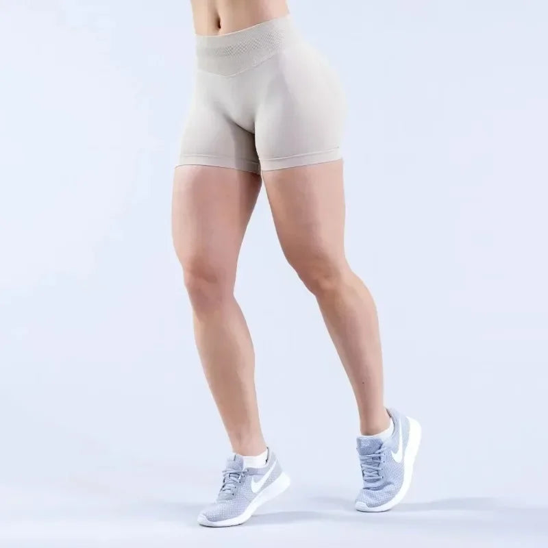 Summer High Waisted Yoga Shorts Women  Fashionable and Sexy Running Fitness Pants Solid Color High Elastic Yoga Leggings